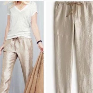 J. Crew Gold Crinkle Pant